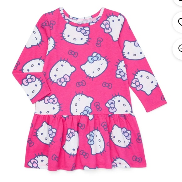 Hello Kitty Other - Hello Kitty Toddler Girls Pink Long Sleeve Drop Waist Dress Size 5T NWT